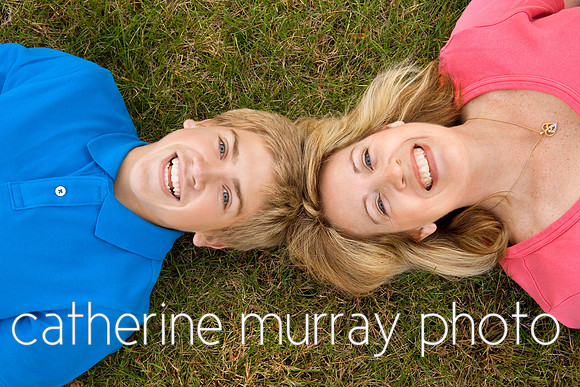 Mom and Son Lying in Grass