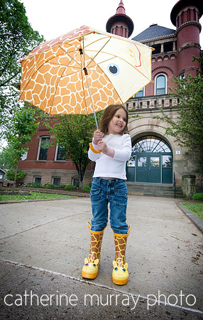 Rainy Day with Giraffe Umbrella and Galoshes